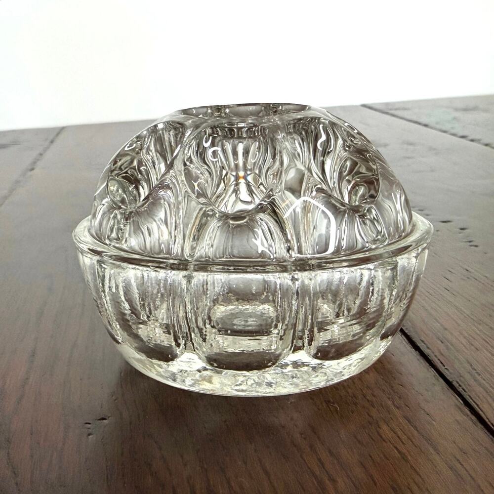 Vintage Glass Flower Frog – Clear Heavy Glass Floral Arranging Tool